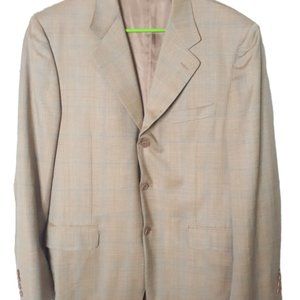 Canali Super 120s brown blue wool striped sports c